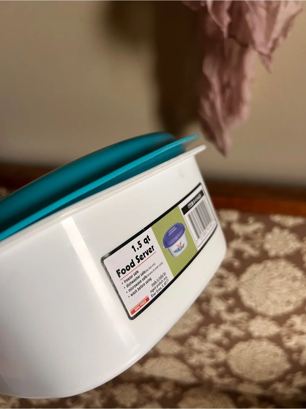 New Set of 2 Floral Food Storage Containers 1.5 Qt Retro Turquoise Lids